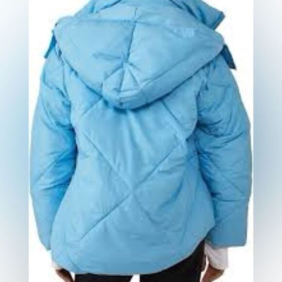 Free people EMMY SWING PUFFER jacket in capri blue with removable hood size xs - Picture 2 of 16